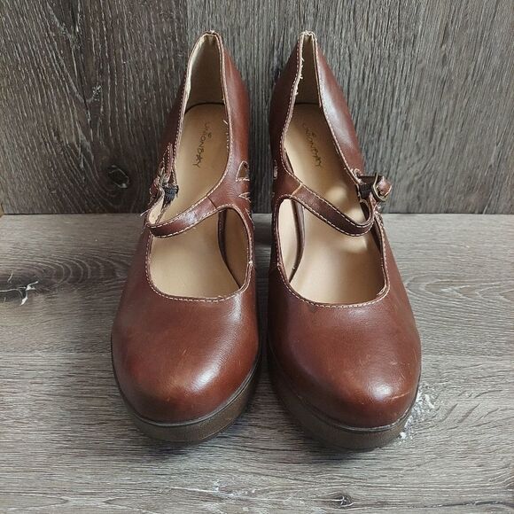 Unionbay Vintage Y2K Mary Janes Brown Platform Heels Tear Drop 10 - Picture 2 of 10